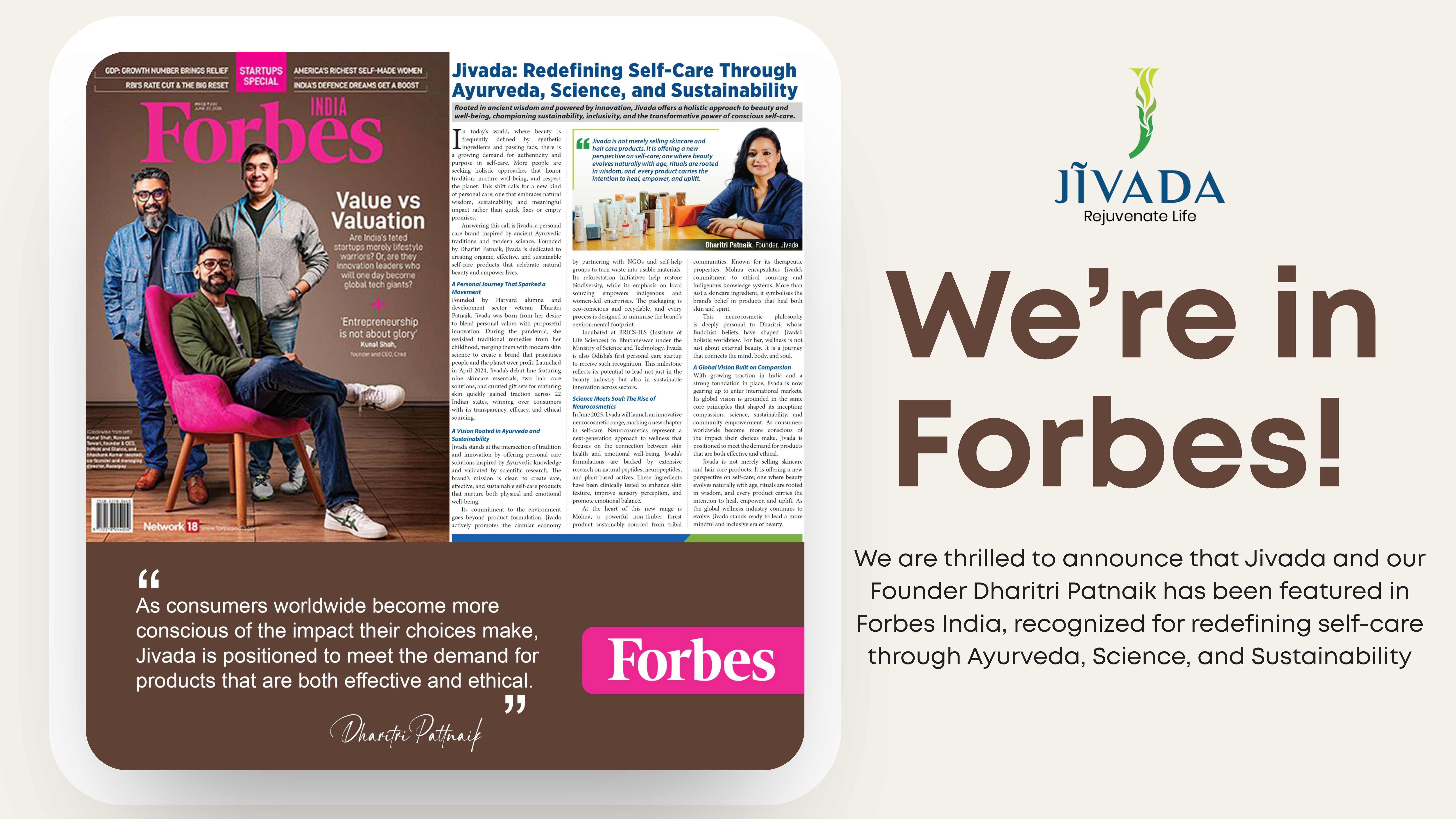 Jivada Featured in Forbes India: A Milestone in Conscious Self-Care